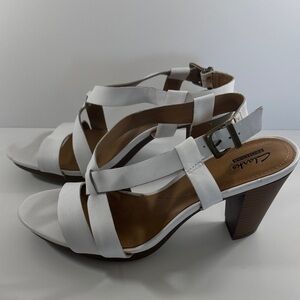 Clarks Women's White Strappy Heels